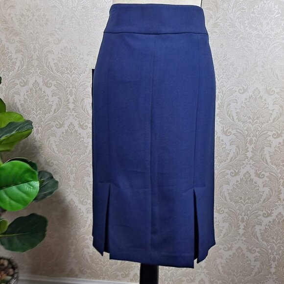 Black Label Evan-Picone Size 6 Navy Blue Pencil Skirt Kick Pleats Back Zip NWT - Picture 6 of 12